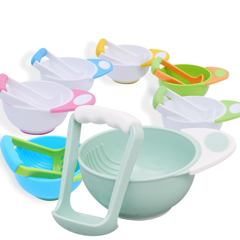 Kid Baby Learning Dishes Grinding Bowl, Baby Handmade Grinding Fruit Supplement,Children Infant Food Mill Bowl