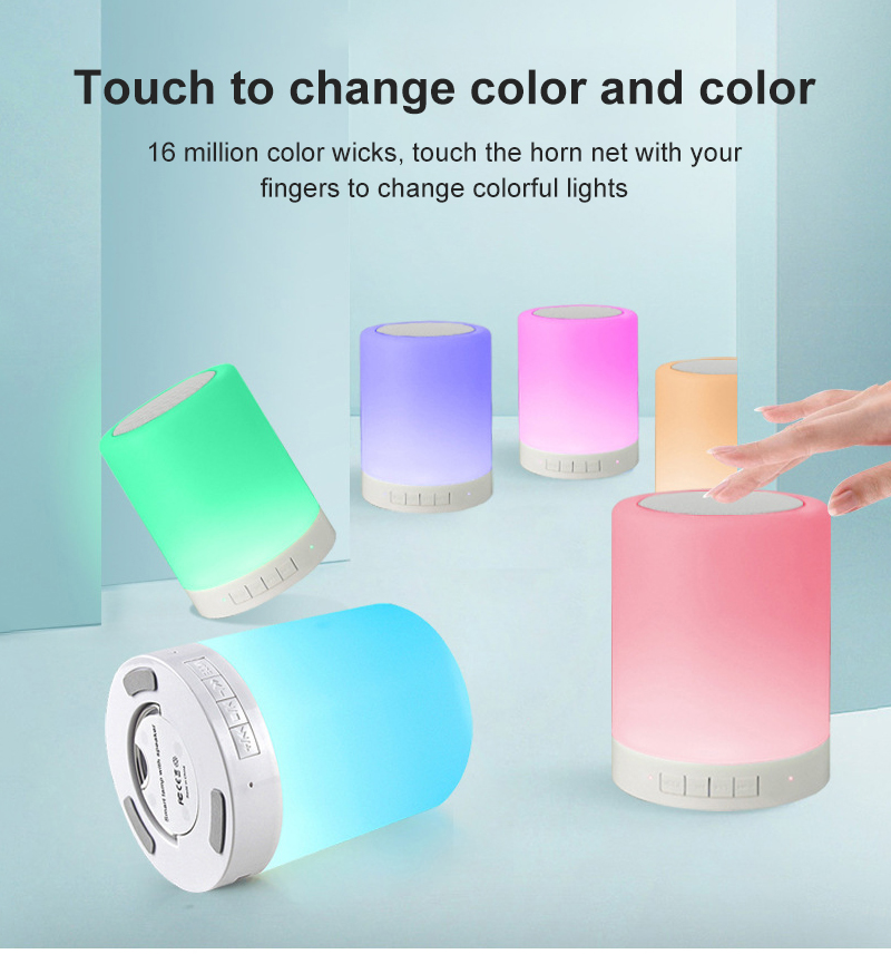 Bluetooth Speaker LED Night Light Touch Sensor with BT Speaker Subwoofer USB Rechargeable Dimmable Table Lamp for Bedroom Office