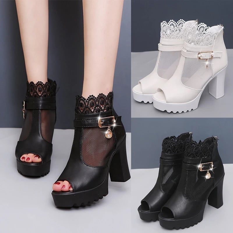 new high heel sexy square heel sandals women high heels party ladies shoes fish mouth toe high heel pumps