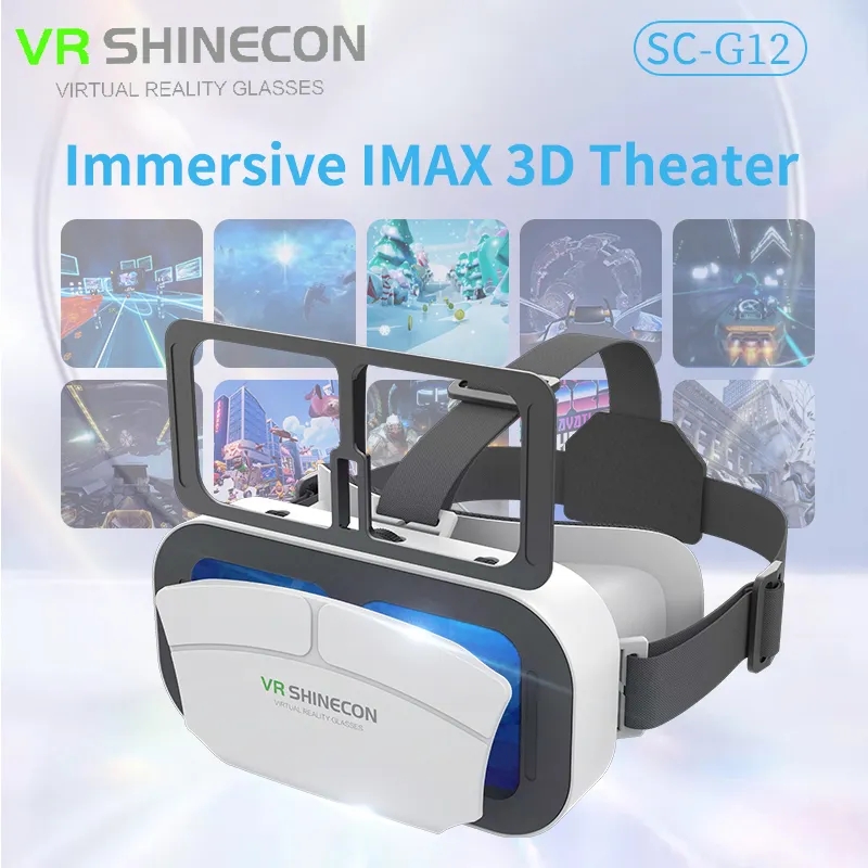 G12 IMAX Giant Screen Virtual Reality Glasses HD 3D Movie Google Cardboard Box VR Helmet for 4.7-7" Phone,Support Game Joystick