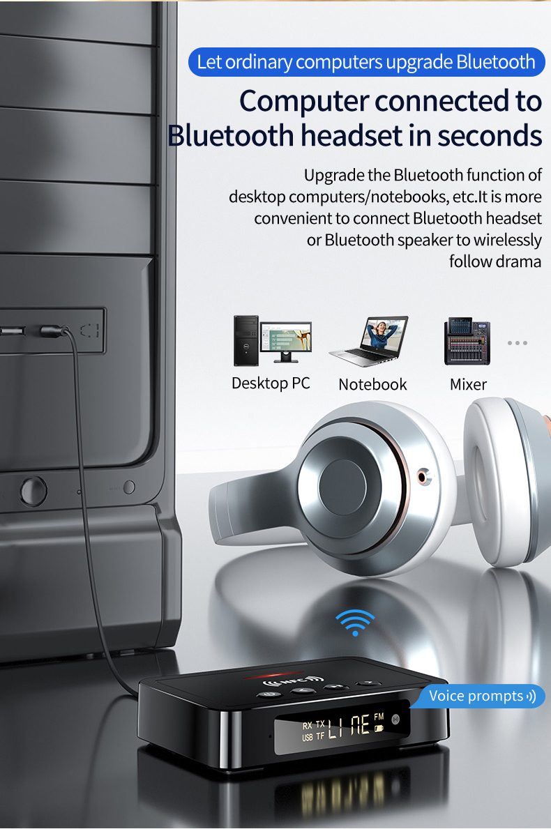 Bluetooth 5.0 Receiver Transmitter FM Stereo AUX 3.5mm Jack RCA Optical Wireless Handsfree Call NFC Bluetooth Audio Adapter TV