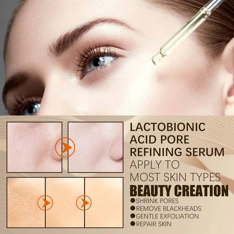 Lactobionic Acid Face Serum Pore Shrink Hyaluronic Acid Moisturizing Nourishing Essence Firming Brighten Beauty Korean Cosmetics