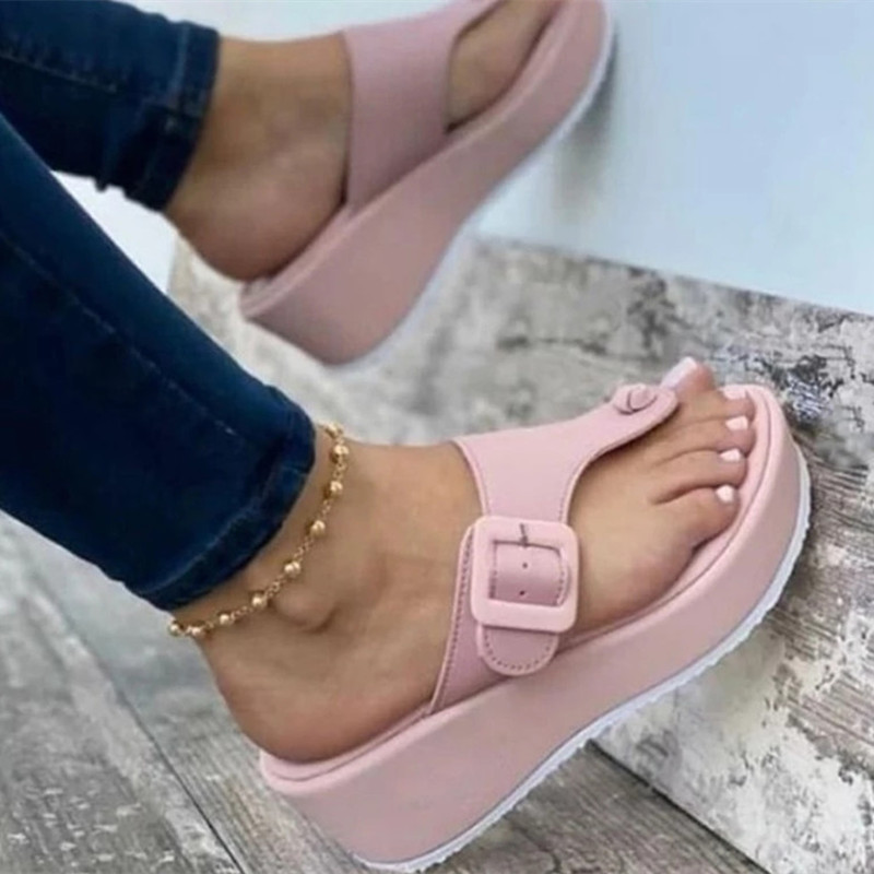 New Women Wedges Sandals Summer Casual Muffin Slip on Platform Flip Flops Ladies Sandals Party Peep Toe Sandals Sandalias Mujer