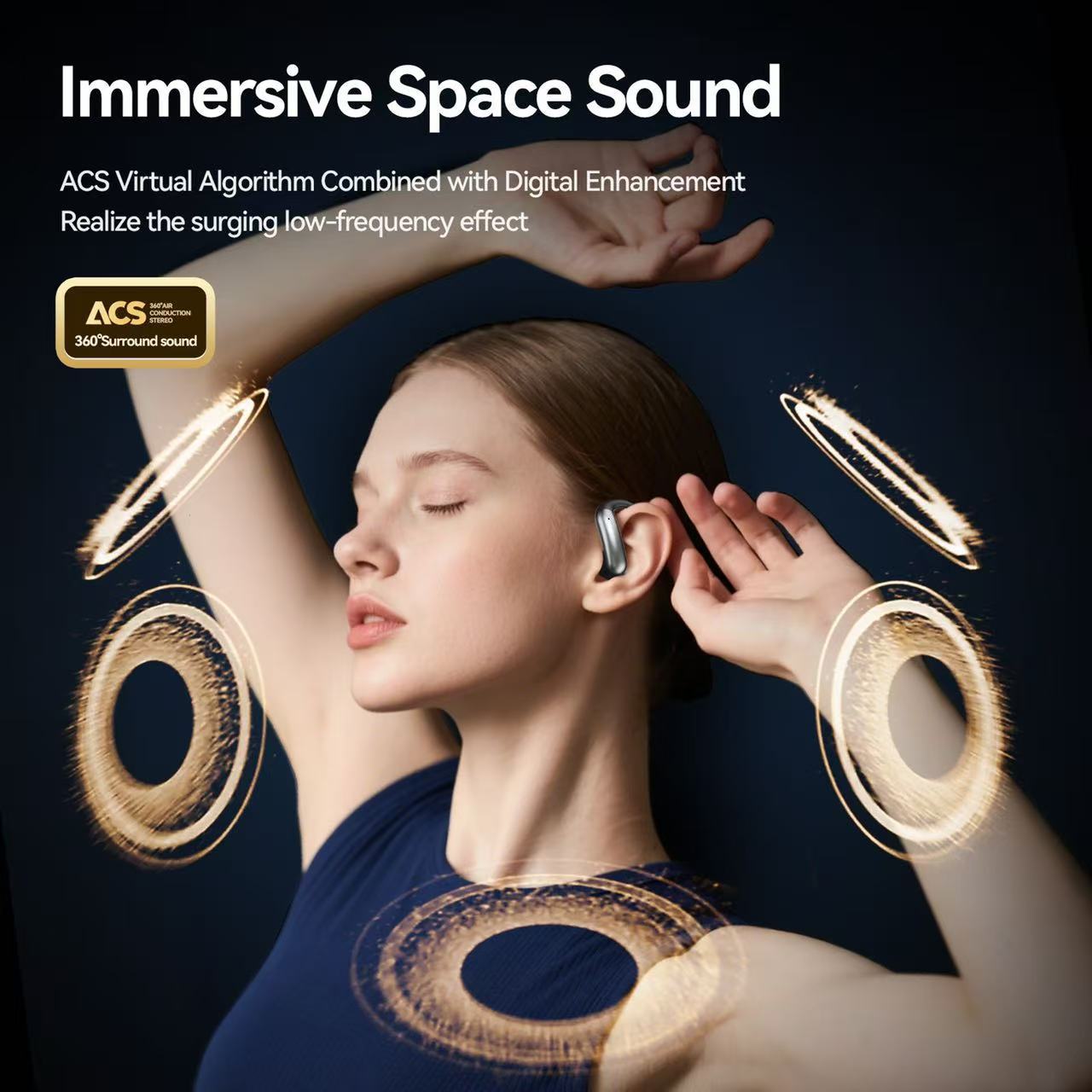 Sport Wireless Bluetooth Headphones Noise Cancelling Adjustable Ear Hooks Smart Touch Call Deep Bass Portable Earbuds