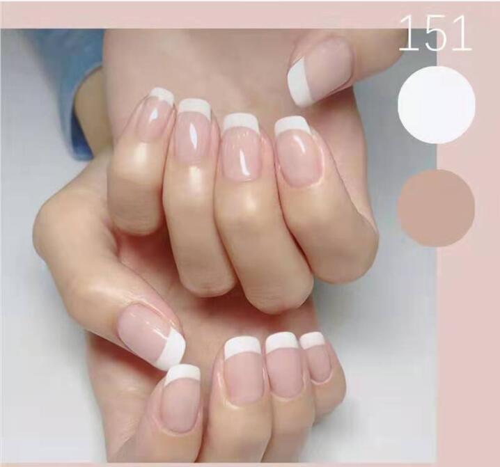 24pcs/box Nails Art Fake Nail Tips Press on Tipsy Coffin Stick Designs Clear Display Set Full Cover Artificial Short kiss squar