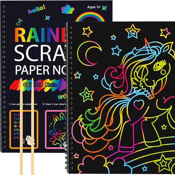 1PC Scratch-off color art drawing book, no need for paint, free creation diy drawing book. Rainbow scratch-off paper