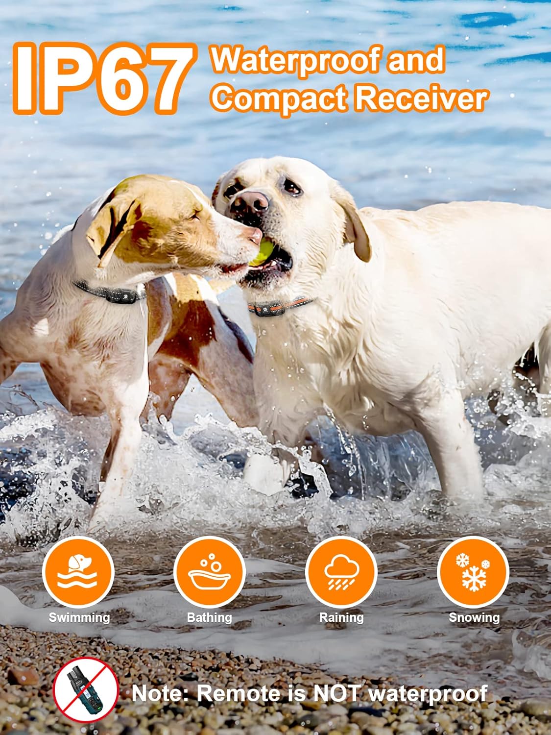 Bousnic Dog Shock Collar 2 Dogs (5-120Lbs) - 3300 ft Waterproof Training Collar for Dogs Large Medium Small with Rechargeable Remote, Beep (1-8) Vibra