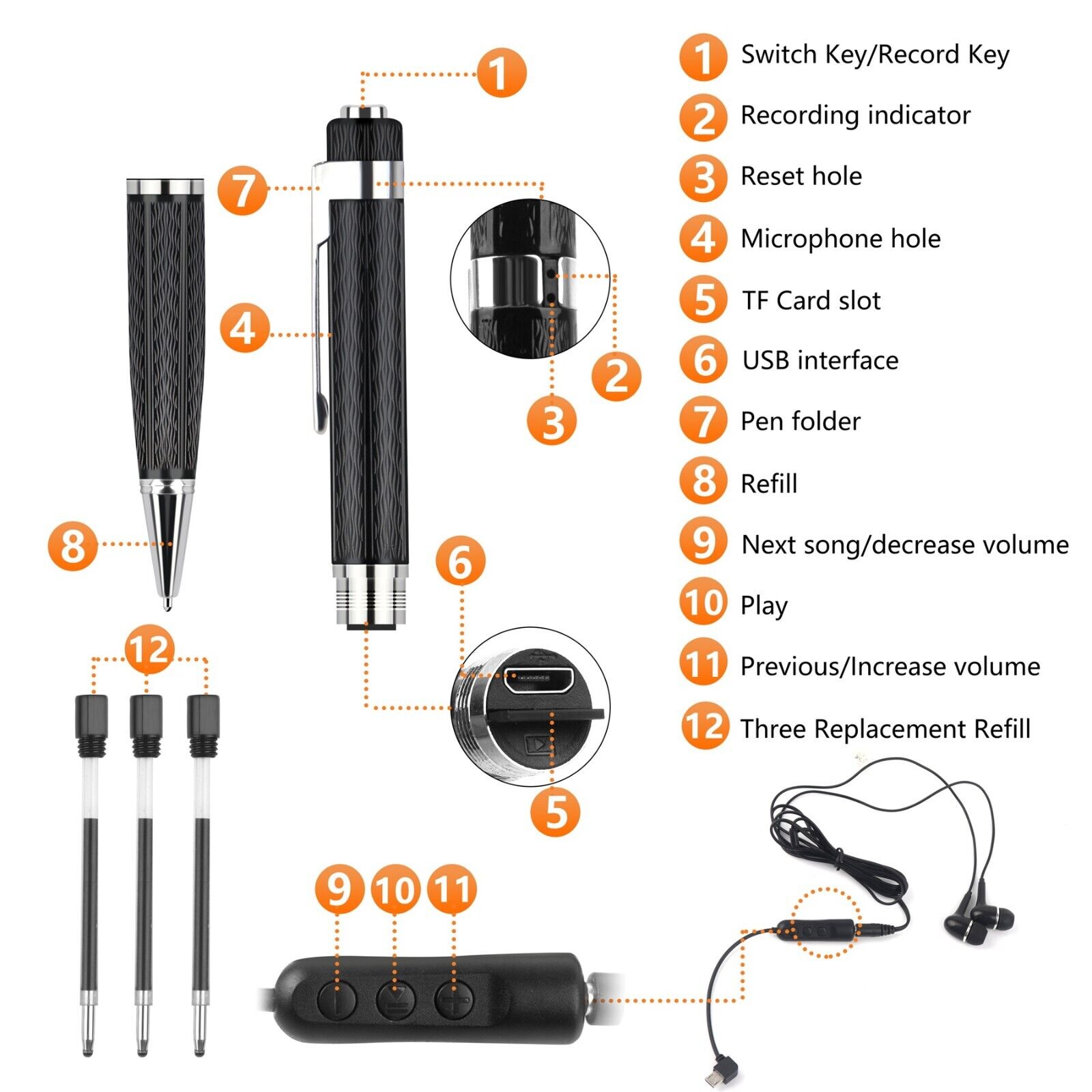 1080P Silver HD Spy Pen Camera DVR Audio Video Recorder Camcorder Mini DV Without Memory card