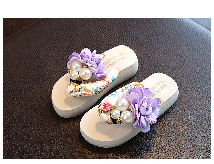 Summer new non-slip children's flip flops girls fashion beach shoes pinch sandals women flower slippers women's outer