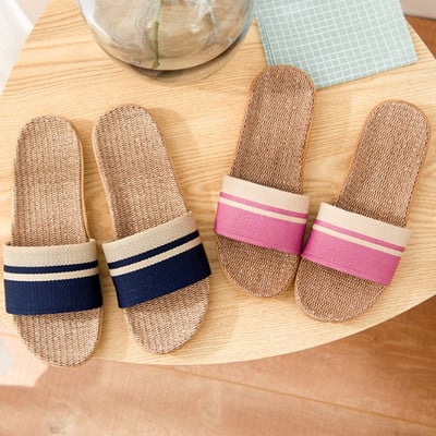 Linen slippers home men and women indoor slippers non-slip summer sandals slippers men and women SUN1XZ99