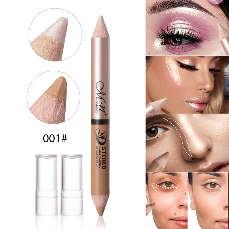 A dual-purpose 3D silkworm Concealer repair pen high gloss eye shadow stick pearl double head cosmetic pencil