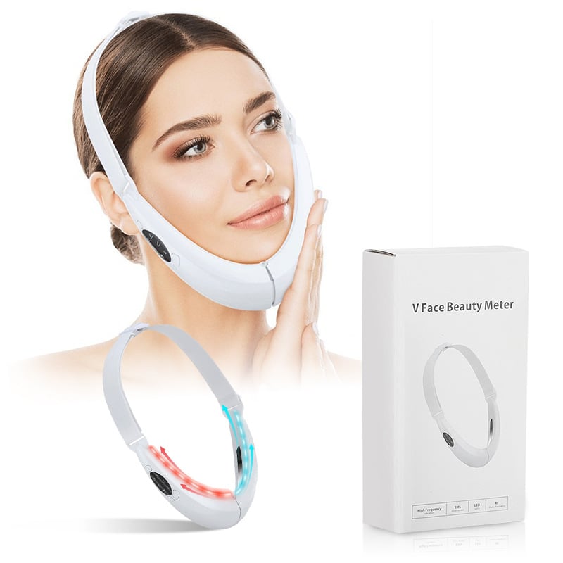 Explosives EMS micro current face slimming instrument red and blue light face vibration massage V face beauty instrument face sl