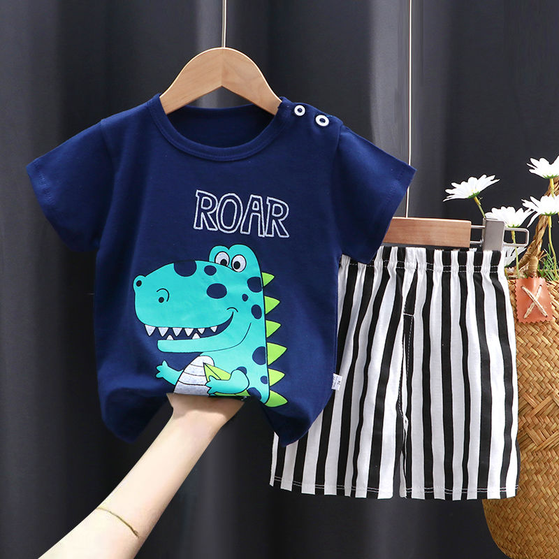 Children's clothing children's short-sleeved suits summer two-piece baby short-sleeved shorts suits children's cotton T-shirt