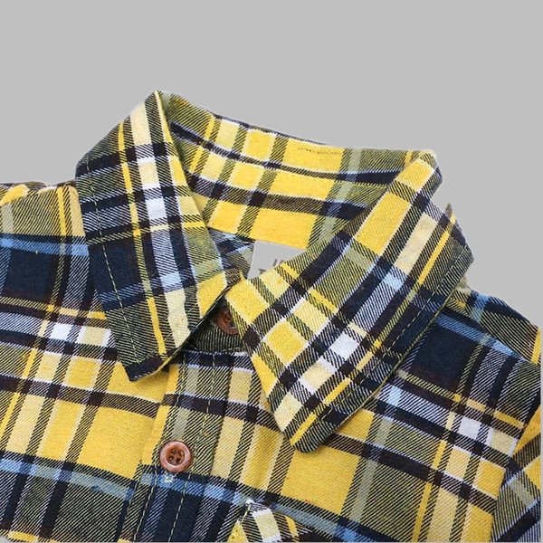 Boy Clothing Suits Classic Geometric Stripe Plaid Plaid Long Sleeve Boy Shirt Top Denim Trousers Clothing Set