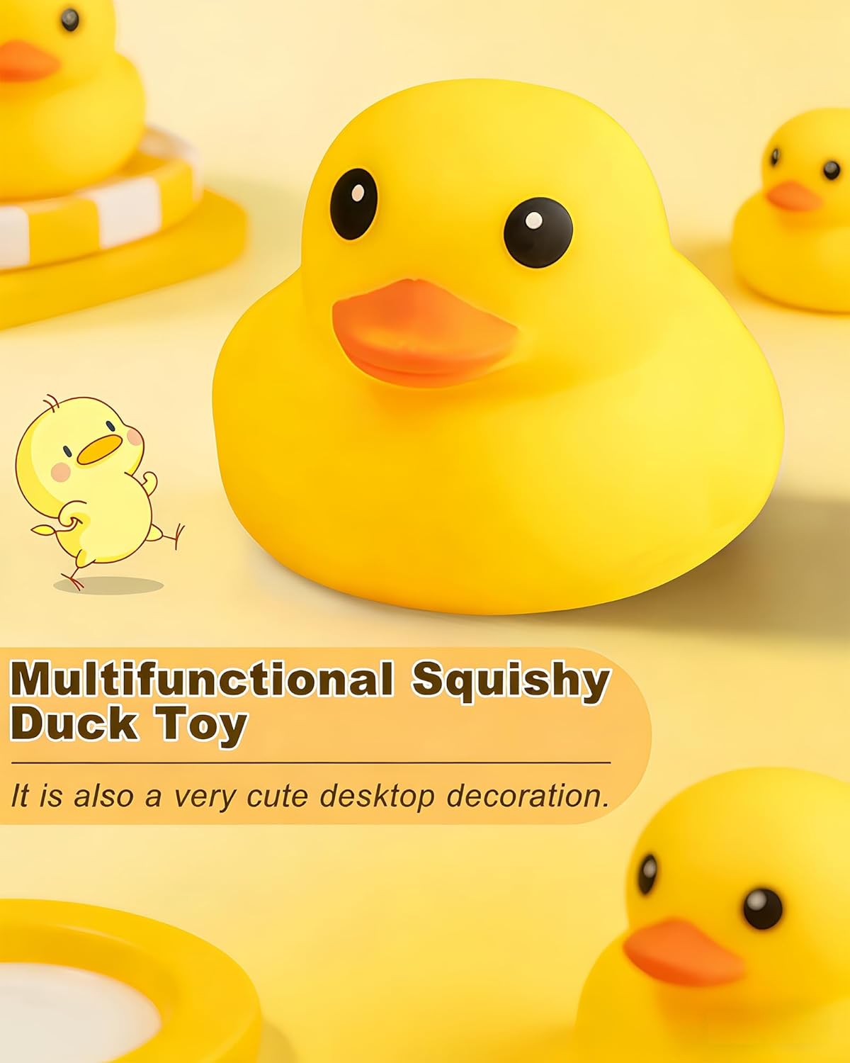 Duck Squishy Squeeze Toy – Stress Relief & Sensory Fidget Toy for Kids & Adults | Soft TPR Anxiety Relief Toy, Cute Party Favor, Desk Decor & Autism/G