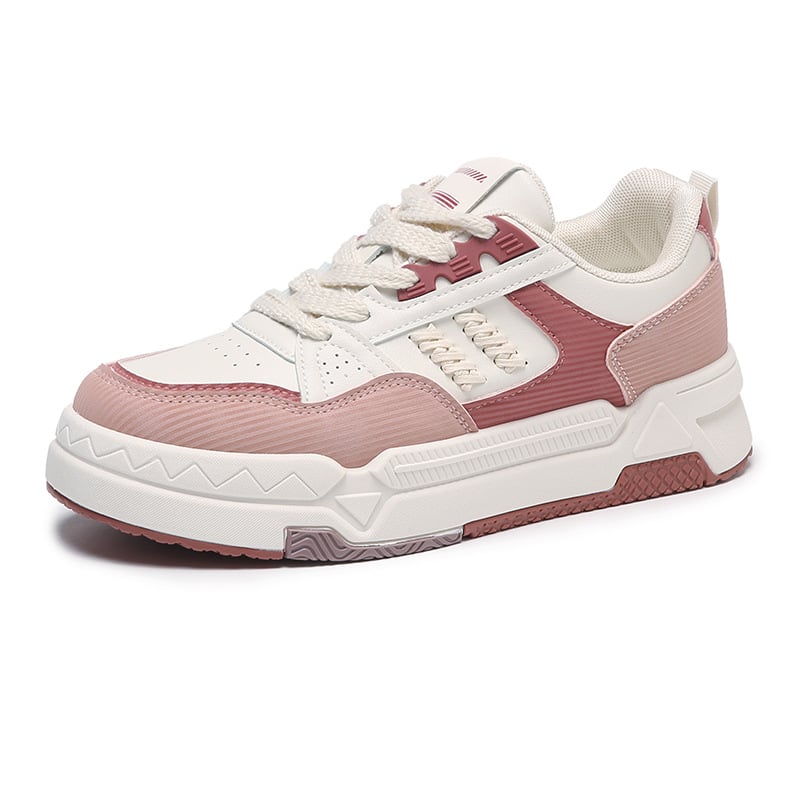 Women's Colorblock Platform Sneakers Lace Up Round Toe Breathable Skate Shoes Casual Walking Shoes