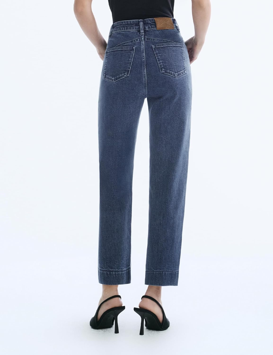 Women’s Straight Leg Jeans High Waisted Cropped Trendy Jeans Wide Leg Zipper Denim Pants