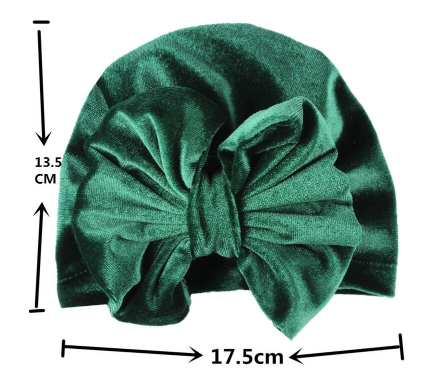 Gold Velvet Bow Indian Hat Bandanas Baby Girls Kids Turban Headband Hair Head Bands Wrap Accessories For Children Cap Headwrap
