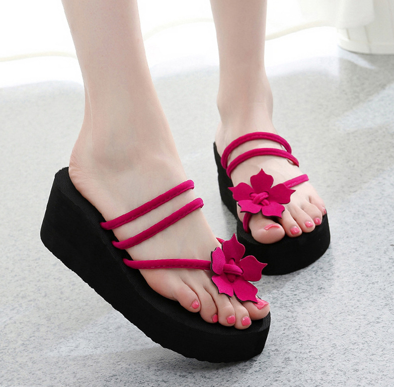 Woman Shoes Platform bath slippers Wedge Beach Flip Flops High Heel Slippers For Women Brand Black Ladies Shoes