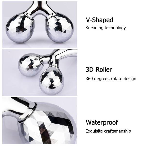 3D Roller Massager 360 Rotate Silver Thin Face Full Body Shape Lifting Wrinkle Remover Slimming Facial Massage Relaxation Tool