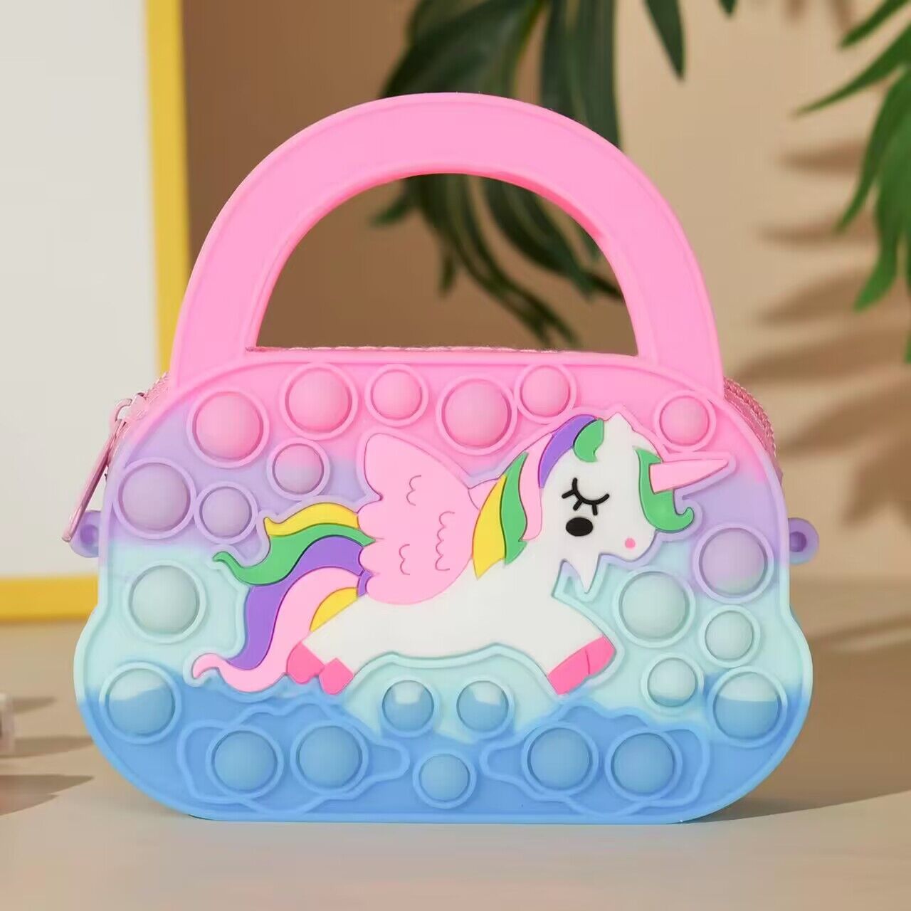 Unicorn Purse Rainbow Handbag Toys for Girls Kids Pop Sensory Popper Toy for Unicorn Birthday Gifts