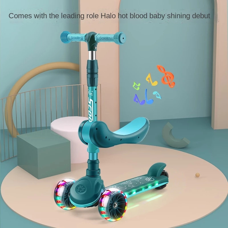 Children's Scooter 2-12 Years Old Can Sit Perambulator Music Three Four-Wheel Scooter Scooter Children Dropshipping