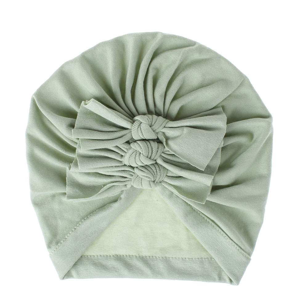 Children's hat hooded hat spring and summer new soft knitted fabric fold bow Indian hat baby hat