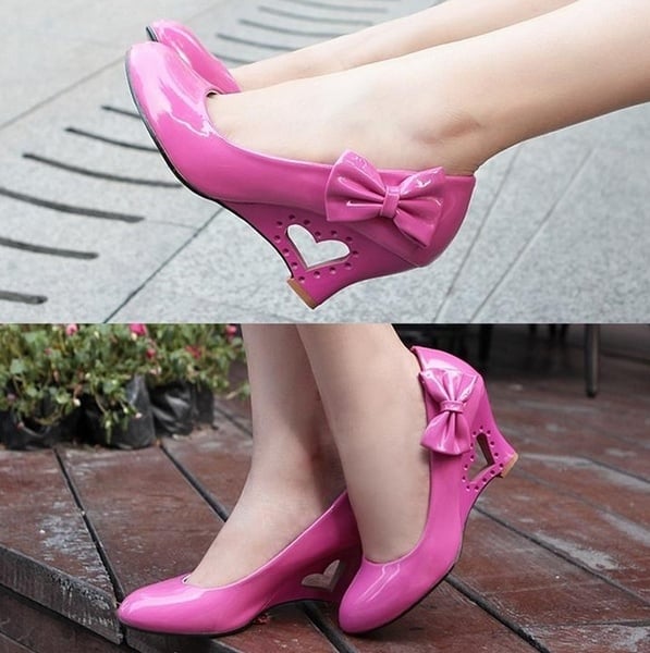 Elegant Sweet Wedge Wedding Women Shoes (White, Black, Yellow, Pink)
