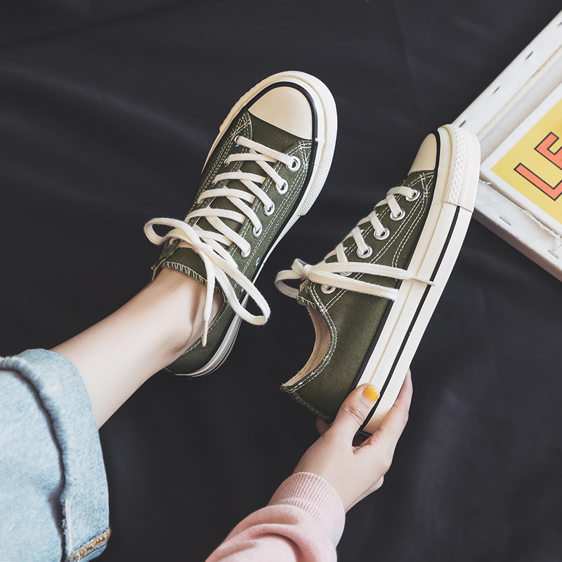 Shoes For Women Low-Top Vulcanized Canvas Platform Sneakers Black Flats Tennis Female Classic Student Small Couples Skateboard