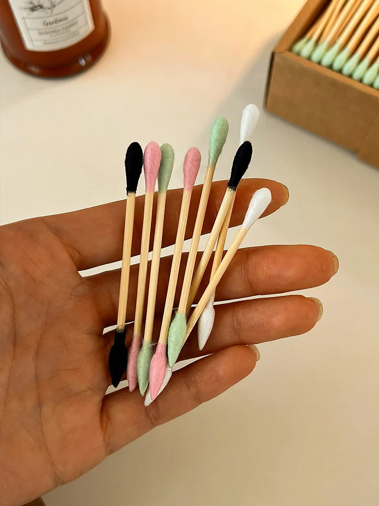 Makeup Cotton Swabs Environmentally Friendly Bamboo Cleaning and Makeup Removal Special Double-ended Cotton Swabs for Ears