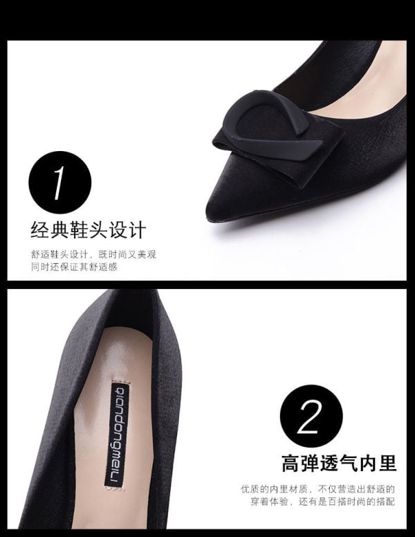 Green banquet shoes evening high heels women's spring new pointy satin stiletto heel with a heel height of 7cm
