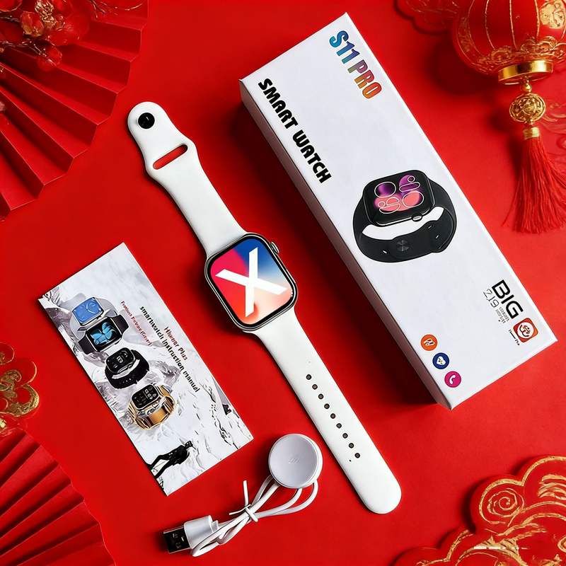 S11pro Square Smart Watch Silicone Dynamic Island for Call Heart Rate Blood Pressure Game