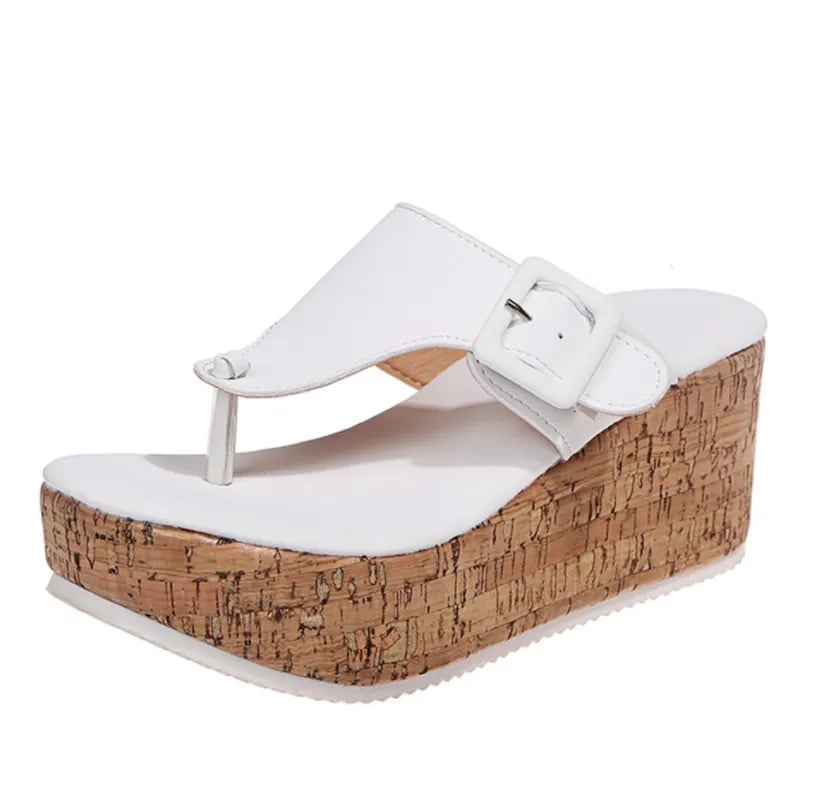 Women Summer Flip Flops Shoes Female Wedge Platform Sandal New Ladies 7.5cm Thick Bottom Casual Slippers Shoe Black Pink