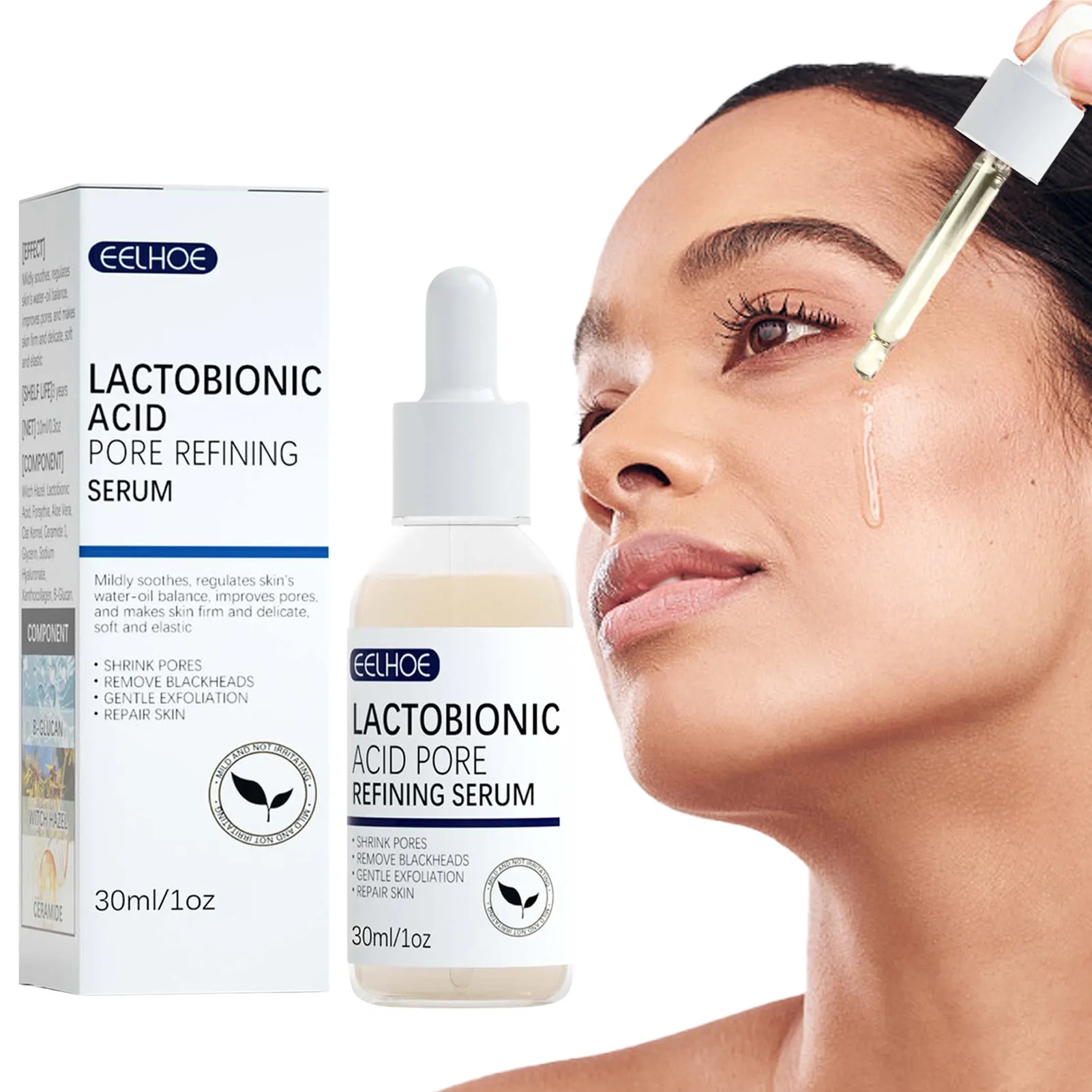 Lactobionic Acid Pore Shrink Face Serum Hyaluronic Acid Moisturizer Nourish Smooth Pores Repair Essence Firming Korean Cosmetics