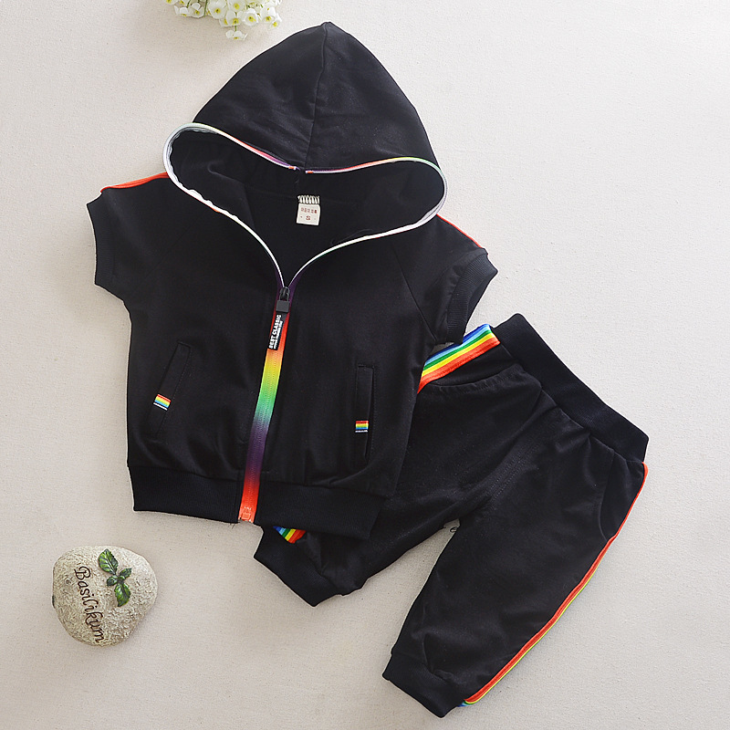 Fashion Kids Boy Girl Clothes Sportswear Summer Baby Colorful Hoodies Shorts 2Pcs/sets Children Outfit Toddler Cotton Tracksutis