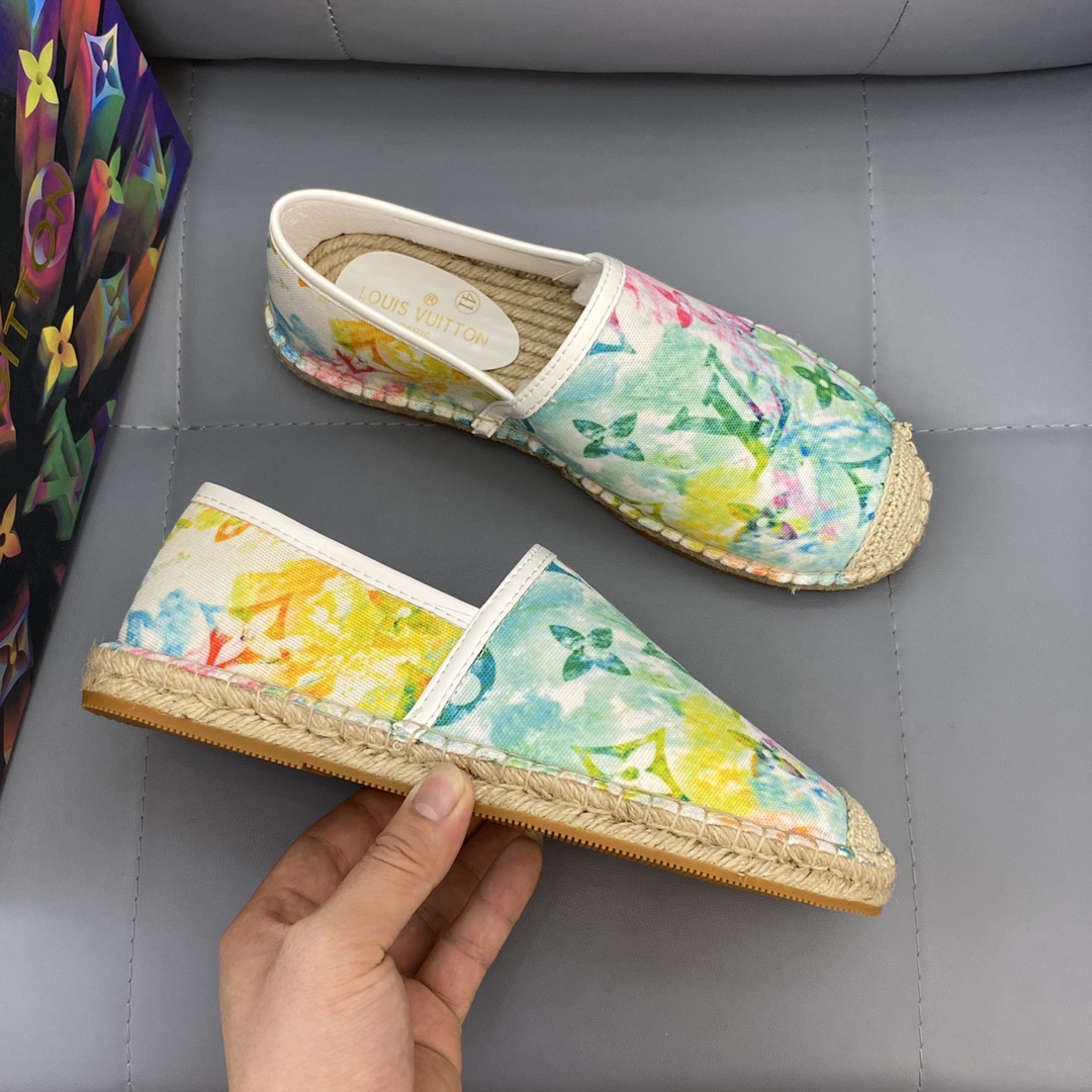 LV luxury high-quality hemp rope sole and rubber outsole fisherman shoes you deserve size 38-44