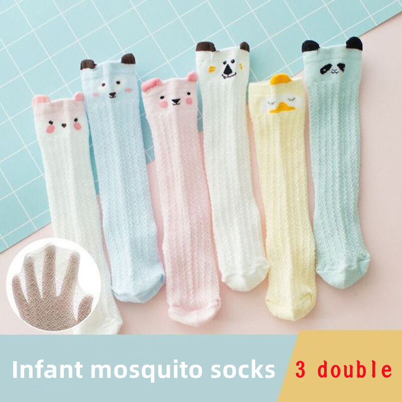 Baby Mosquito Socks Summer Thin Baby Breathable Mesh Socks Cartoon Ear Knee Children Socks