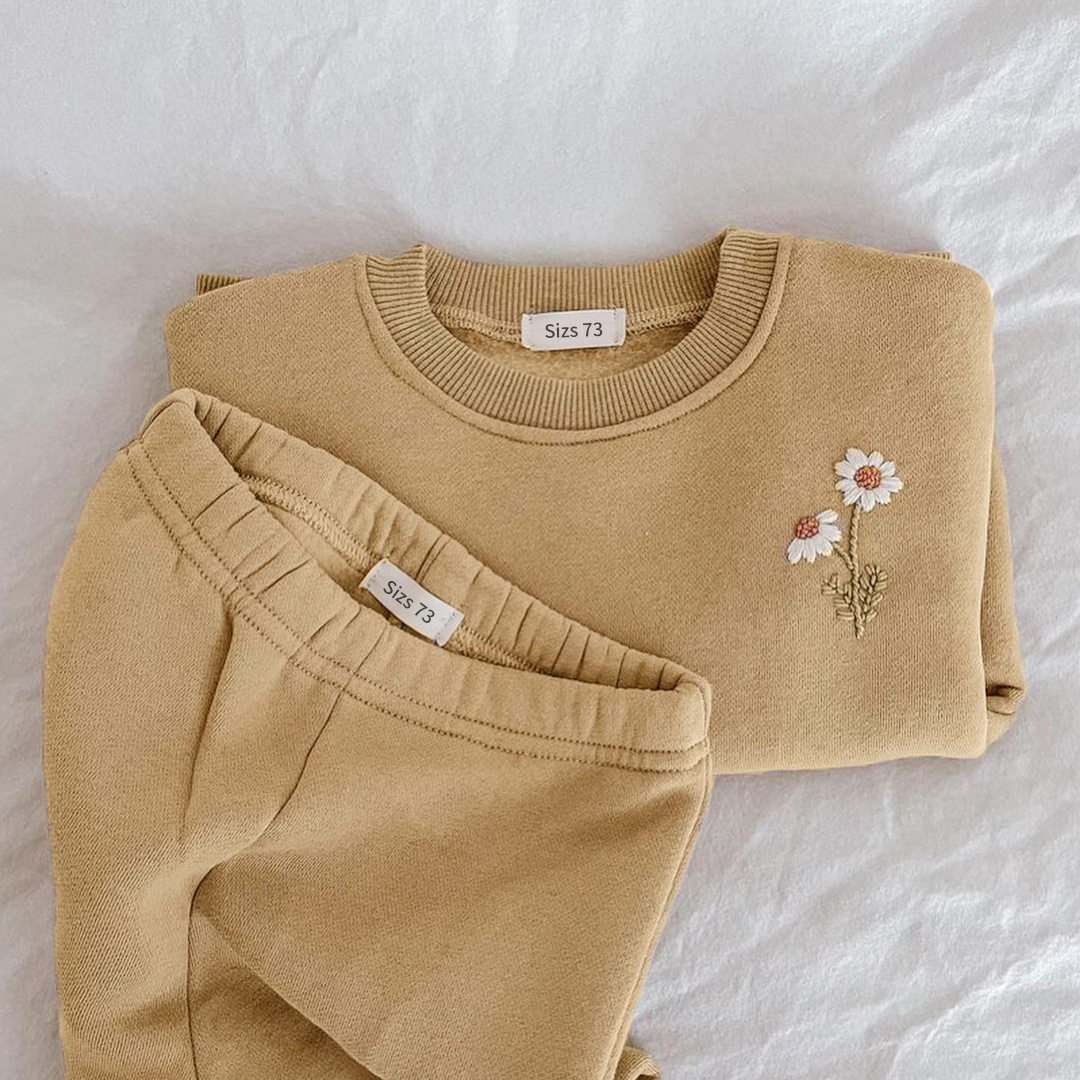Spring Baby Girl Boy Clothes Set Embroidery Thicken Fleece Warm Sweatshirt + Pant Baby Boy Tracksuit Toddler Cloth
