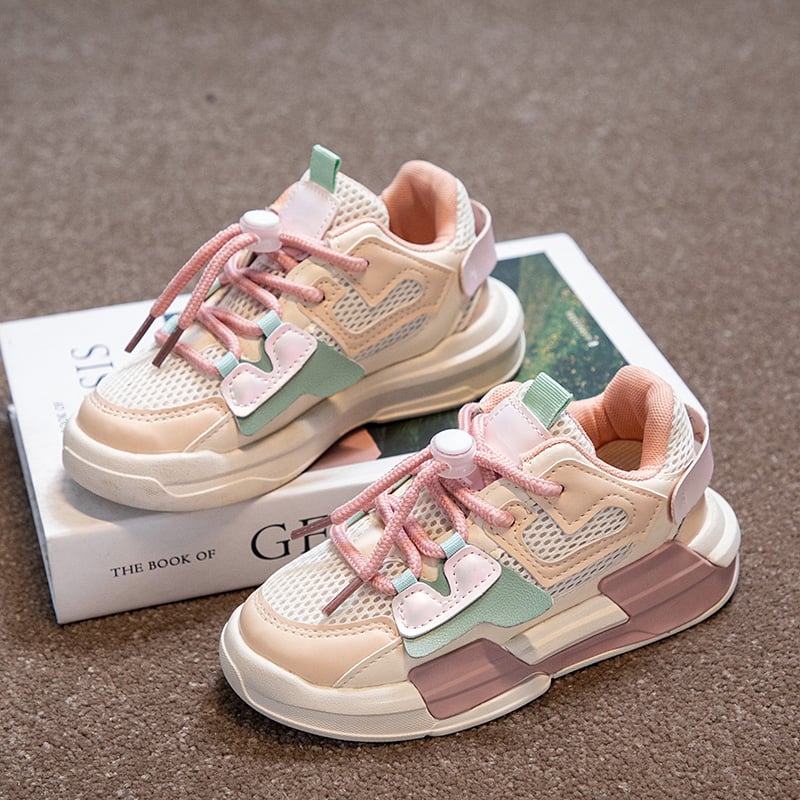 2024 Spring Children Girl Pink Shoes Autumn Mesh Breathable Kids Sneakers for 5-18 Yrs Boy Lightweight Running Shoe Walking Soft