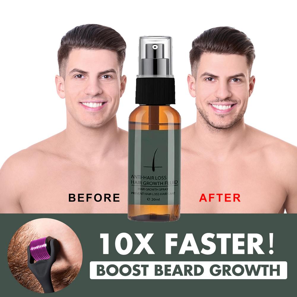30ml 1pcs Beard Growth Spray Set Roller Beard Growth Kit Men Beard Growth Essence Enhancer Beard Oil Spray Beard