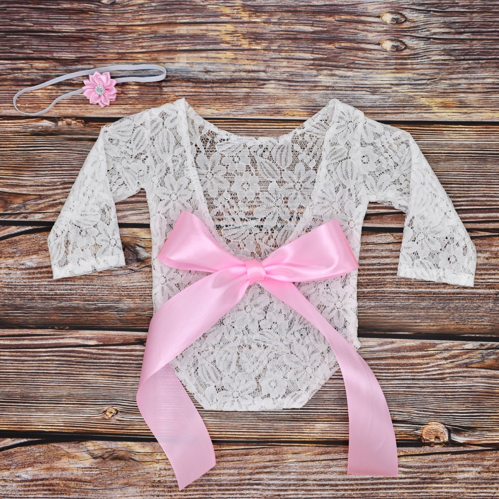 Two-piece photography headband for newborn photography clothes bow-knot lace clothes