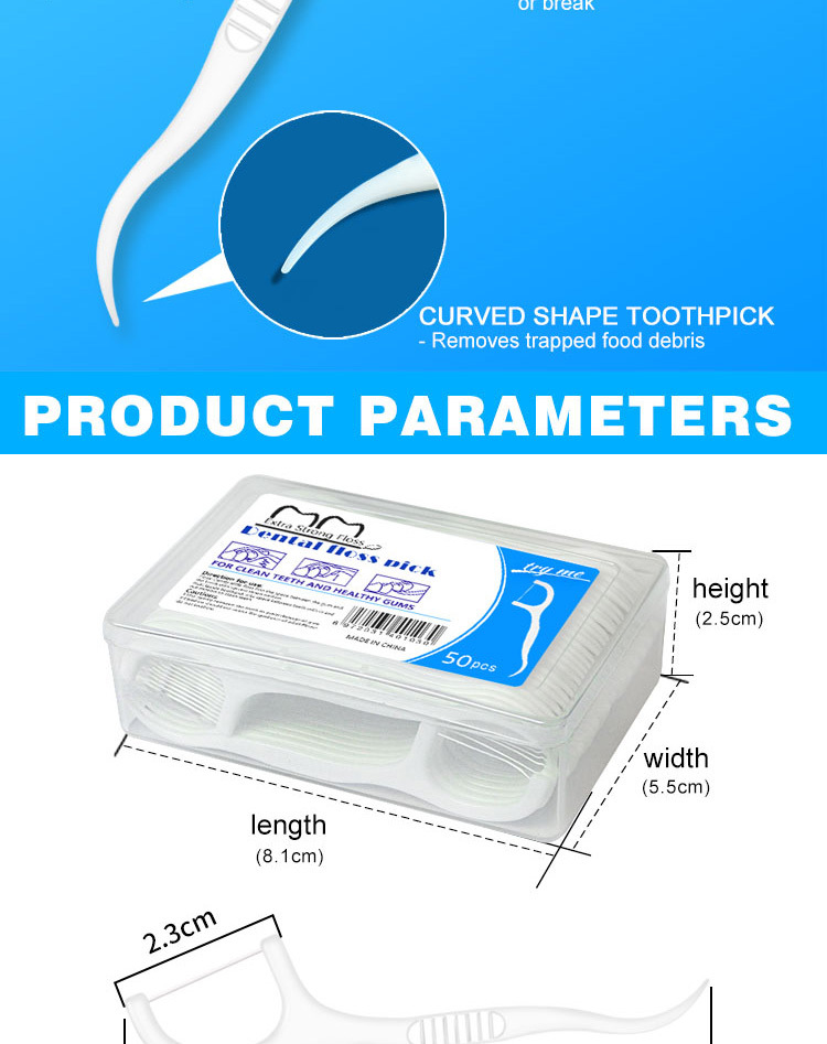 50pcs Super Fine Dental Floss Picks Toothpicks Interdental Brush Teeth Cleaning Sticks Oral Hygiene Care Pack for Daily Use