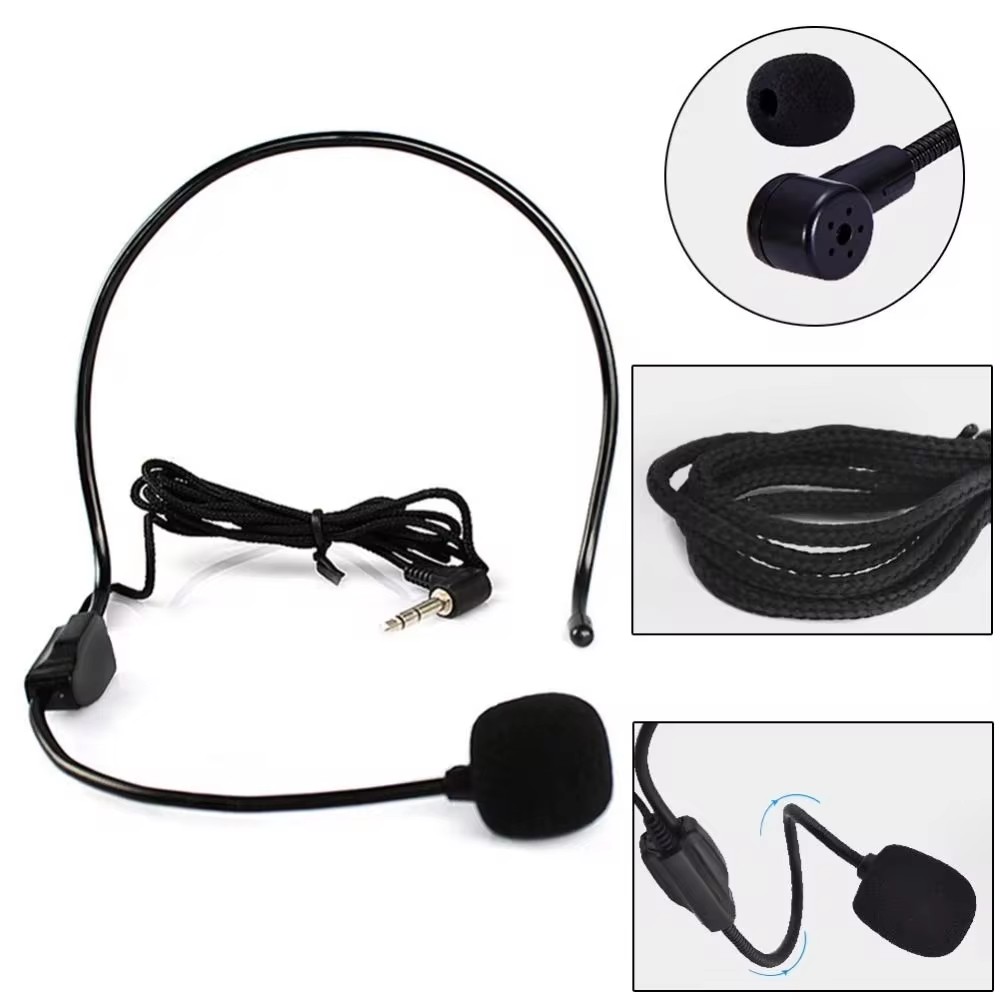 Head-mounted Wired Microphone New 3.5mm Plug Flexible Speech Headset Mic Portable Interview Speech Headset Microphone