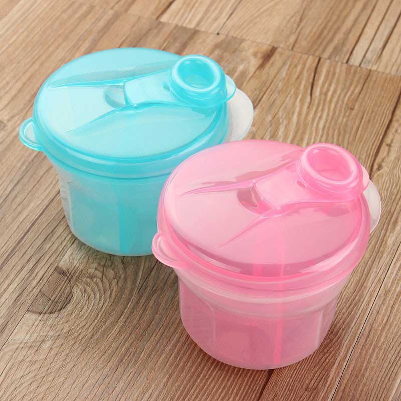 Portable Plastic Baby Milk Box Feeding Powder Dispenser Container Three Lattice Compartment Infant Food Storage