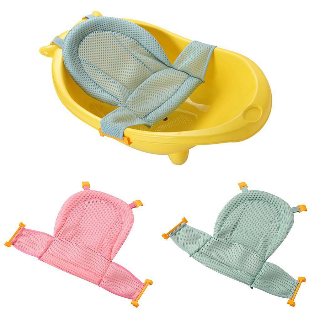 Buy 1 Get 1 Baby Cotton Bath Mesh Infant Adjustable Tub Non-slip T-shaped Shower Tuck Net for Newborn Baby Bathing