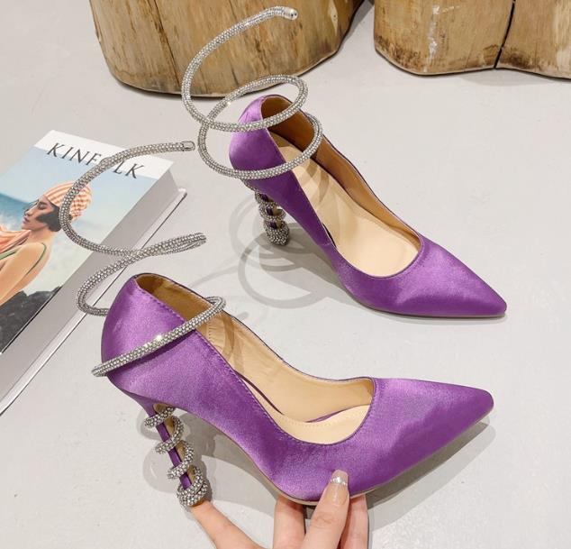 Pointed high heels imitation silk high heels high heels snake-shaped spring high heels