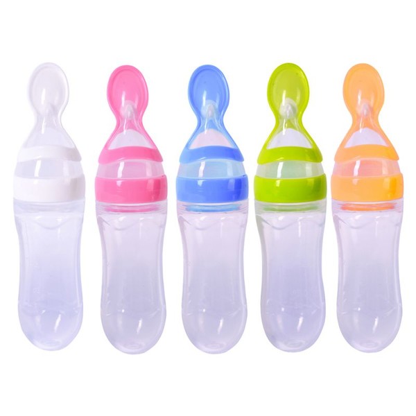 Newborn baby milking bottle silicone training meal spoon baby cereal supplement food safety tableware tool feeding spoon