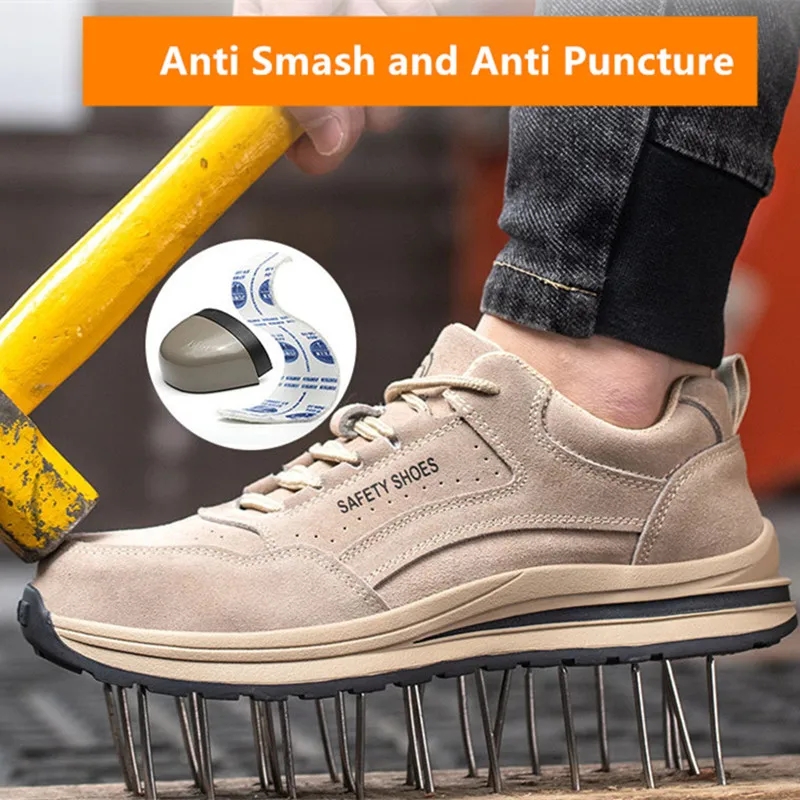 safety shoes men anti-smash anti-puncture lightweight breathable work shoes