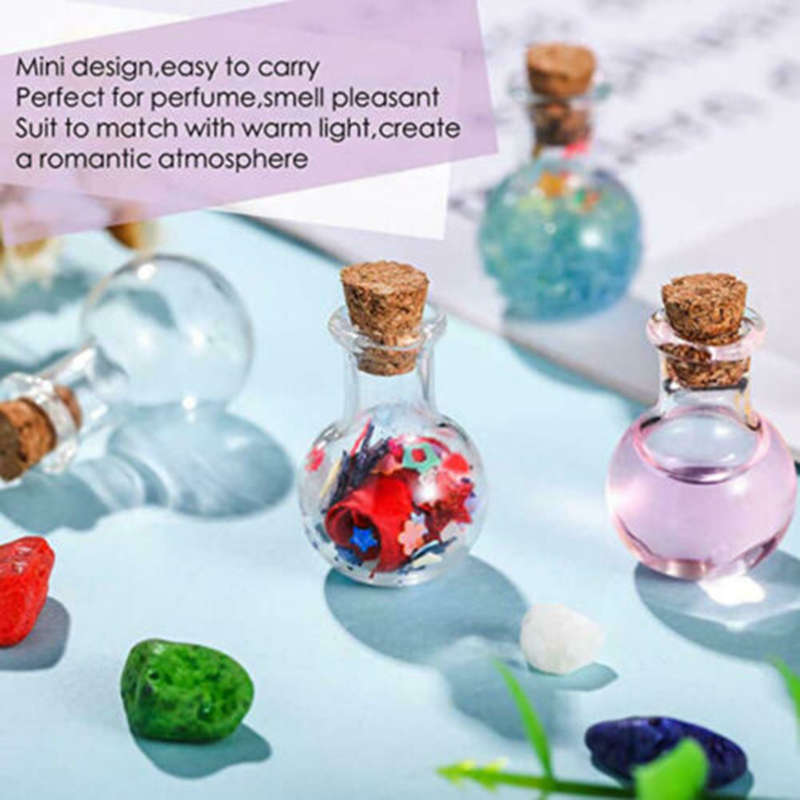 10pcs/pack Small Cork Stopper Glass Bottles Clear Empty Jars Vials Spell-Pagan Pendants