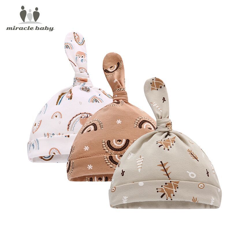 Newborn baby 0-1 year old fetal cap baby cap male and female baby pointed cap newborn hat 3pcs
